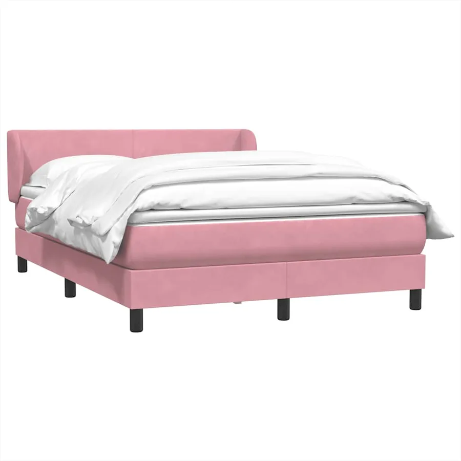 Sommier à lattes de lit avec matelas rose 140x220 cm velours - 4