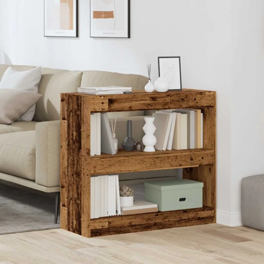 Bibliothèque/Séparateur de pièce vieux bois 80x30x72 cm - 3