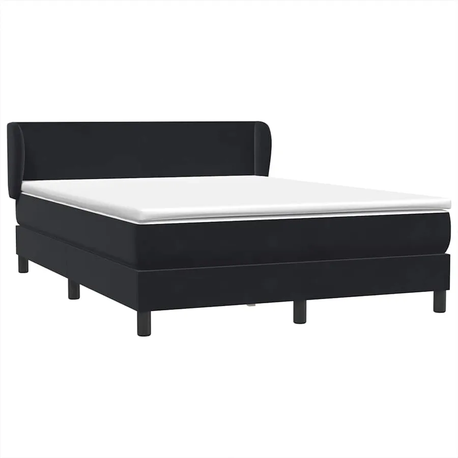 Sommier à lattes de lit avec matelas noir 140x220 cm velours - 2