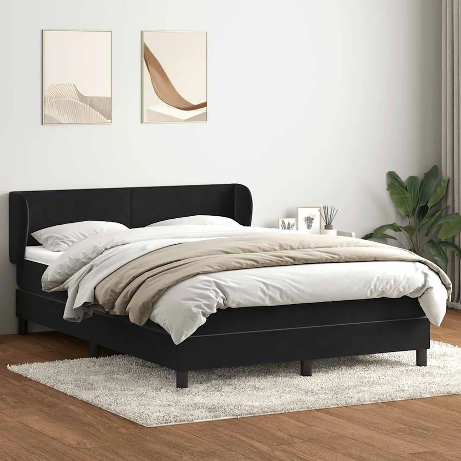 Sommier à lattes de lit avec matelas noir 140x220 cm velours - 3