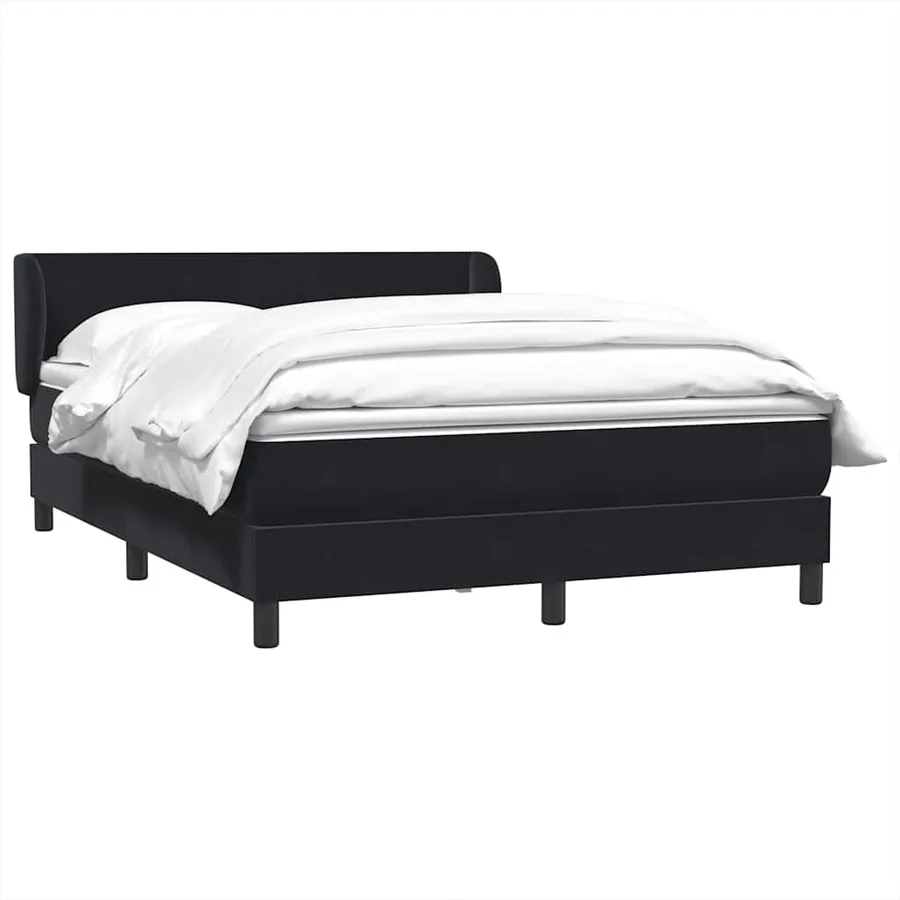 Sommier à lattes de lit avec matelas noir 140x220 cm velours - 4