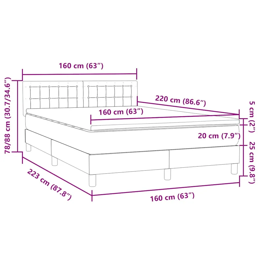 Sommier à lattes de lit et matelas gris clair 160x220cm velours - 12