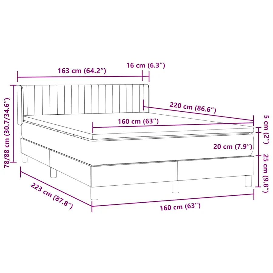 Sommier à lattes de lit avec matelas rose 160x220 cm velours - 12
