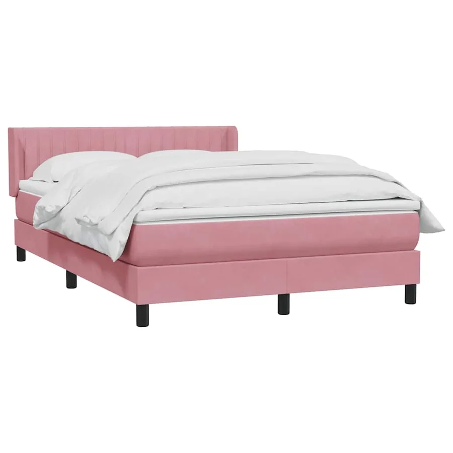 Sommier à lattes de lit avec matelas rose 160x220 cm velours - 3