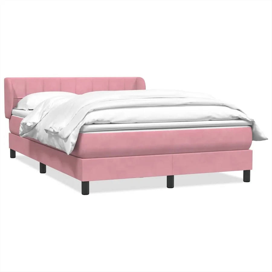 Sommier à lattes de lit avec matelas rose 140x220 cm velours - 2