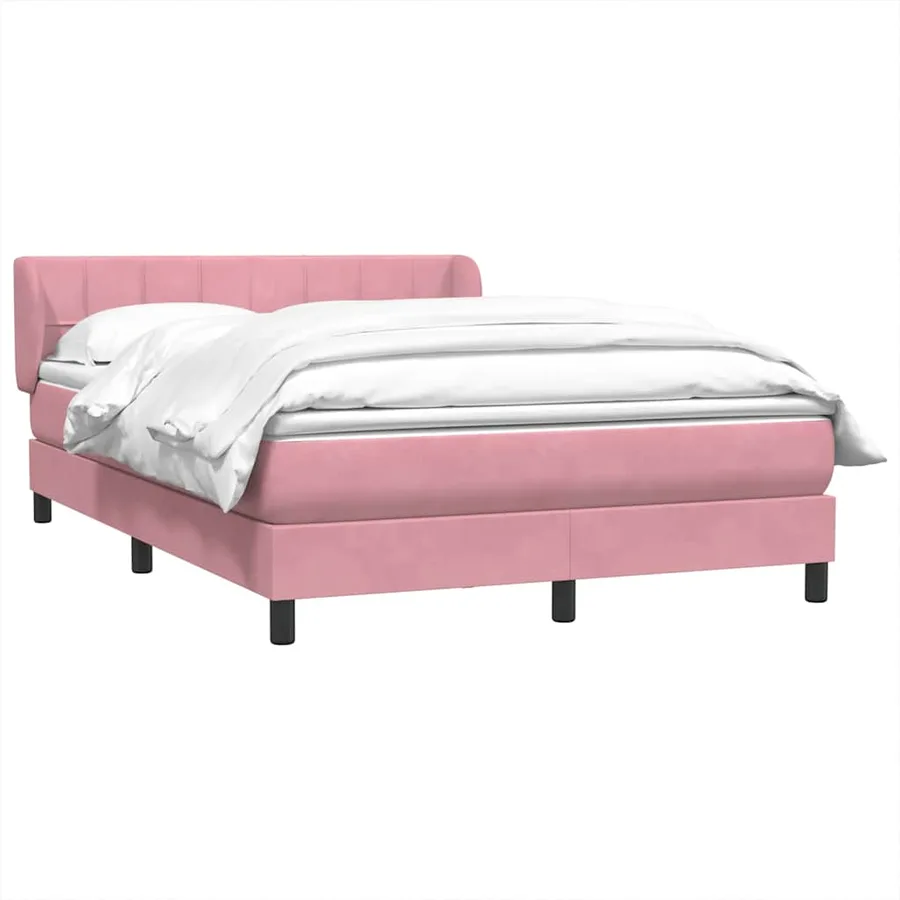 Sommier à lattes de lit avec matelas rose 140x220 cm velours - 3