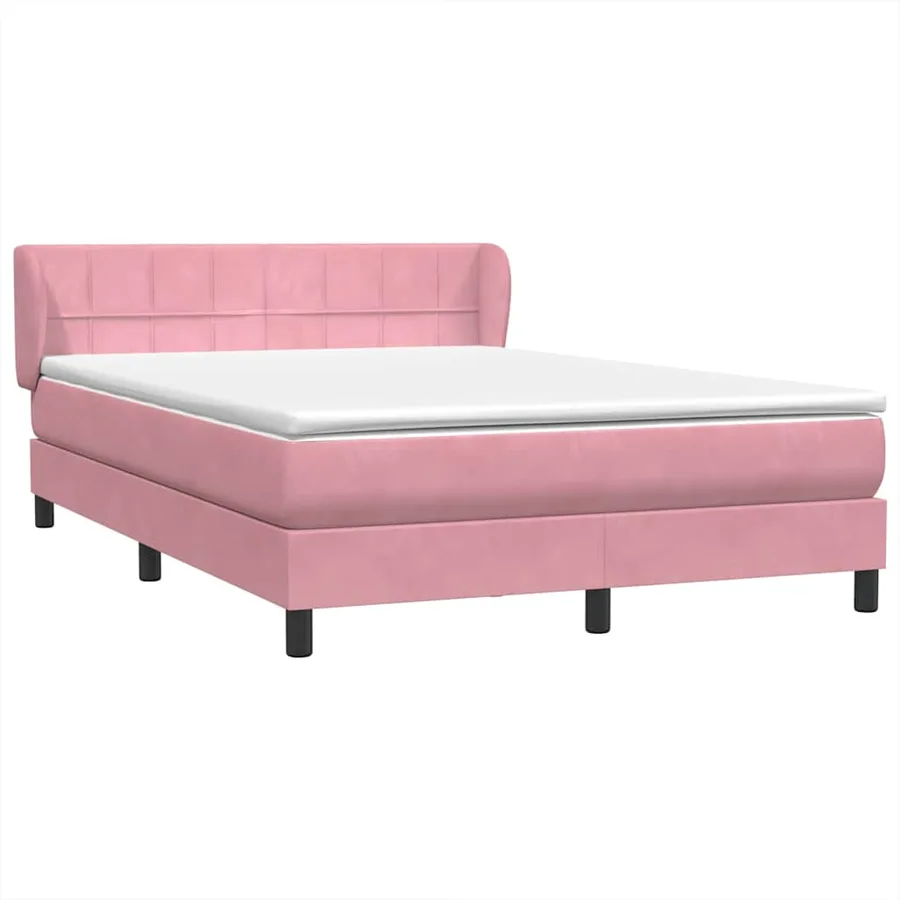 Sommier à lattes de lit avec matelas rose 140x220 cm velours - 4