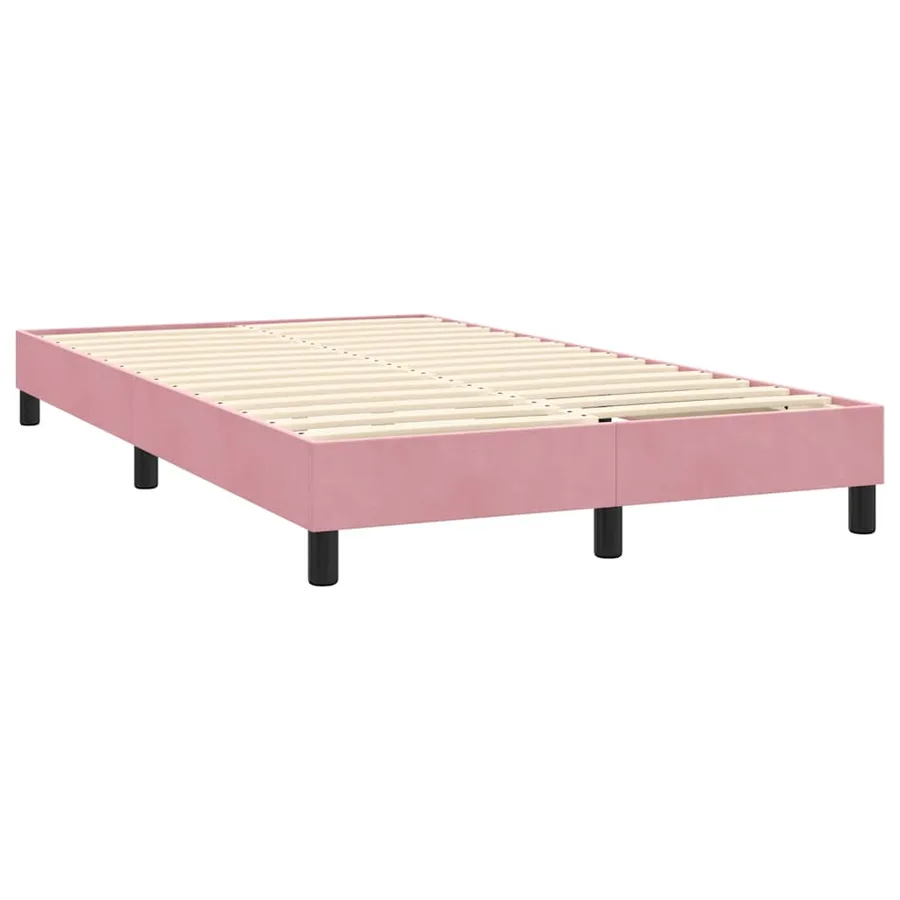 Sommier à lattes de lit avec matelas et LED rose 140x220 cm velours - 6