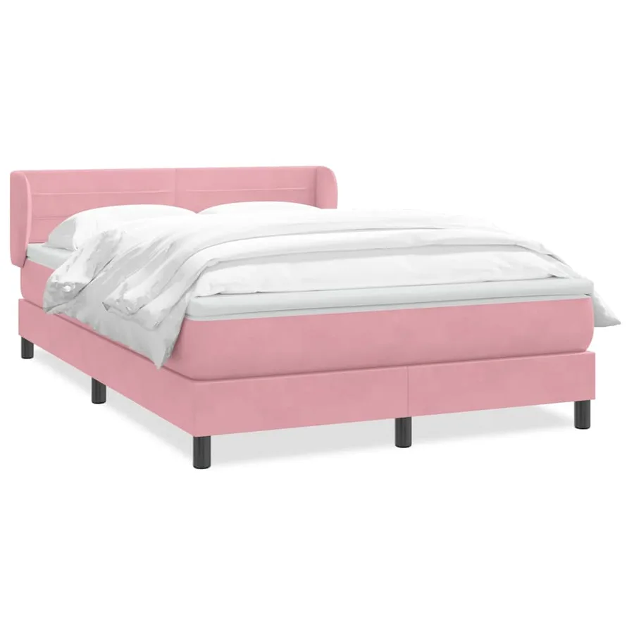 Sommier à lattes de lit avec matelas rose 160x220 cm velours - 2