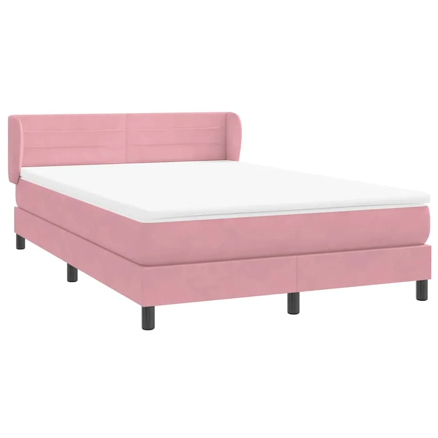 Sommier à lattes de lit avec matelas rose 160x220 cm velours - 4