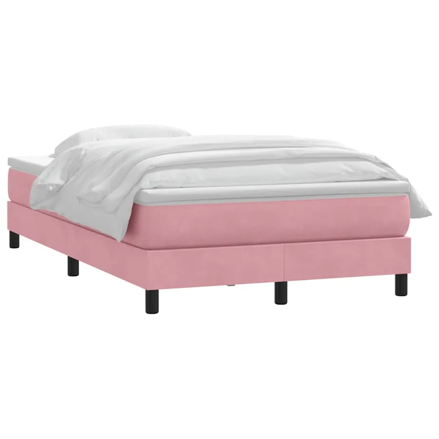 Sommier à lattes de lit avec matelas rose 120x220 cm velours - 3