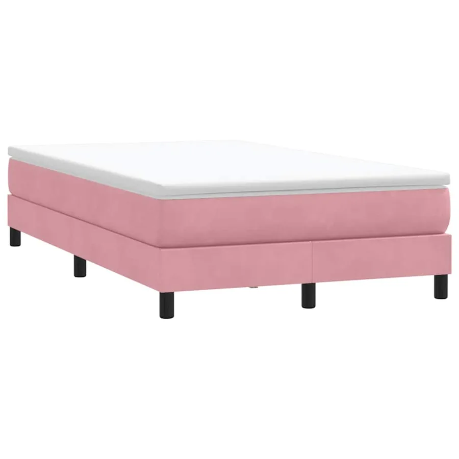 Sommier à lattes de lit avec matelas rose 120x220 cm velours - 5