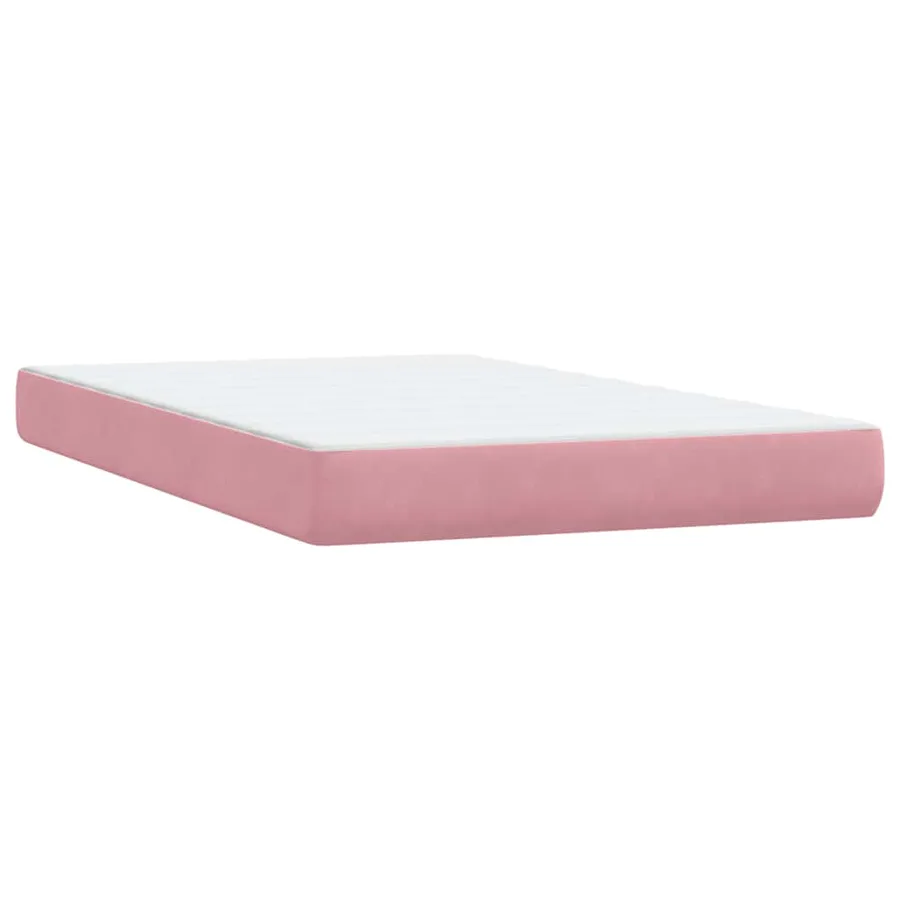 Sommier à lattes de lit avec matelas rose 120x220 cm velours - 7