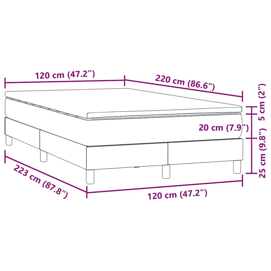 Sommier à lattes de lit et matelas gris clair 120x220cm velours - 11
