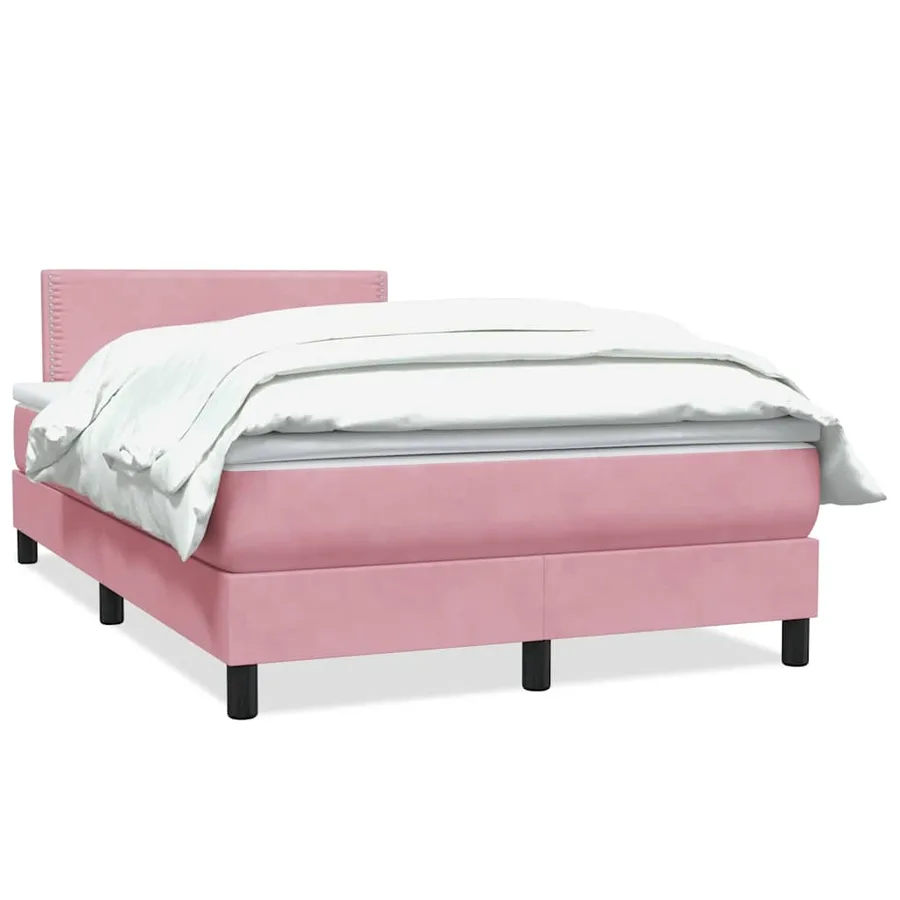 Sommier à lattes de lit avec matelas rose 120x220 cm velours - 2