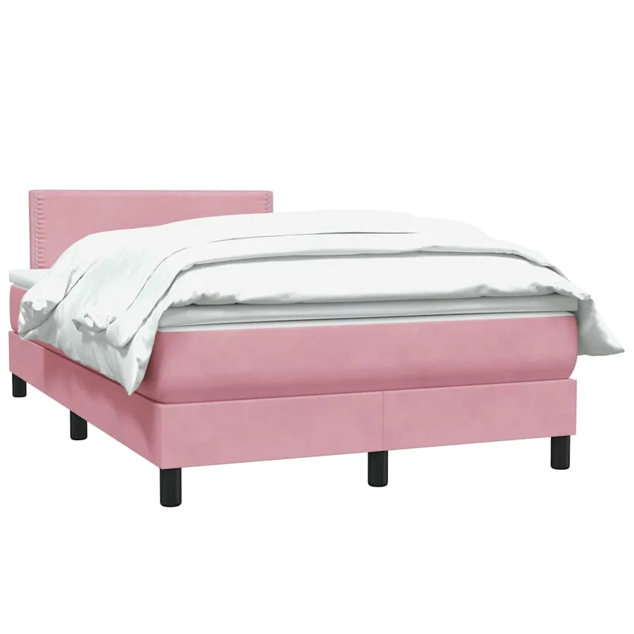 Sommier à lattes de lit avec matelas rose 120x220 cm velours - 3