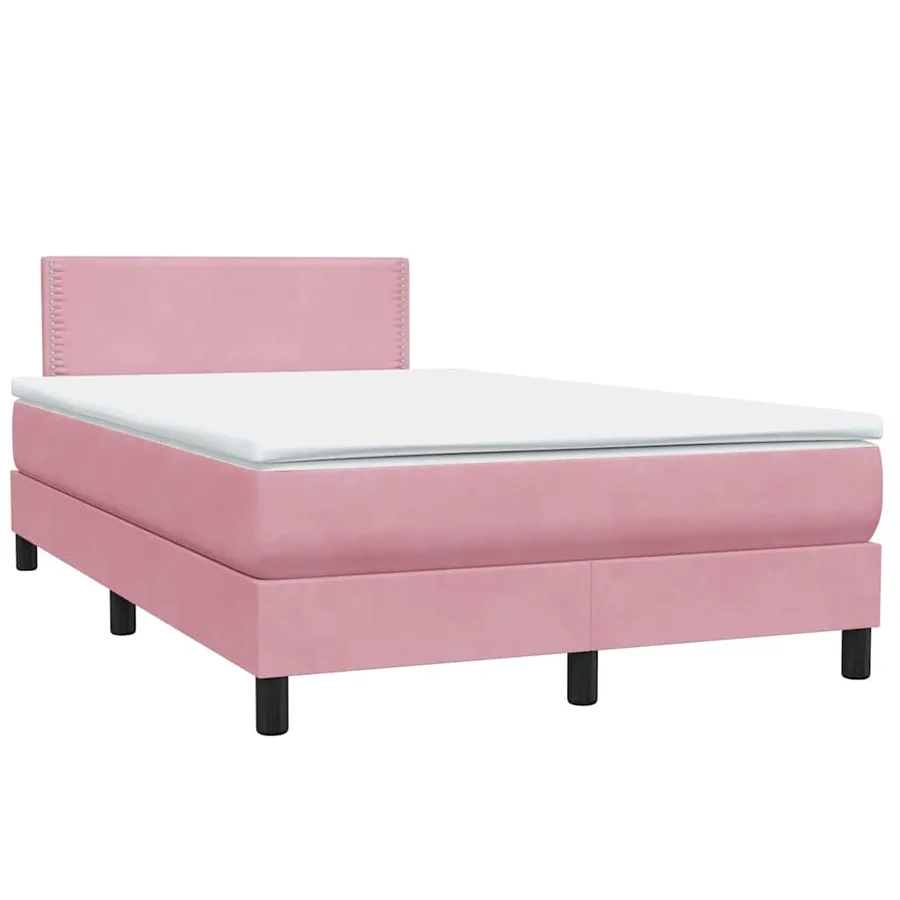 Sommier à lattes de lit avec matelas rose 120x220 cm velours - 4