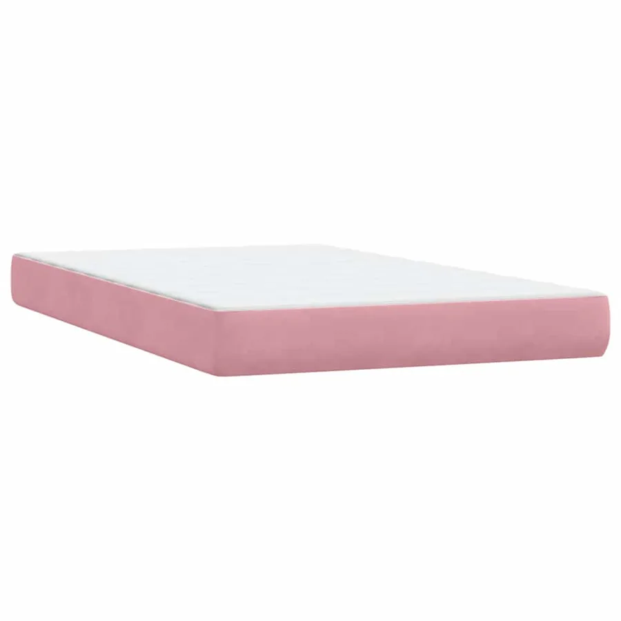 Sommier à lattes de lit avec matelas rose 120x220 cm velours - 7