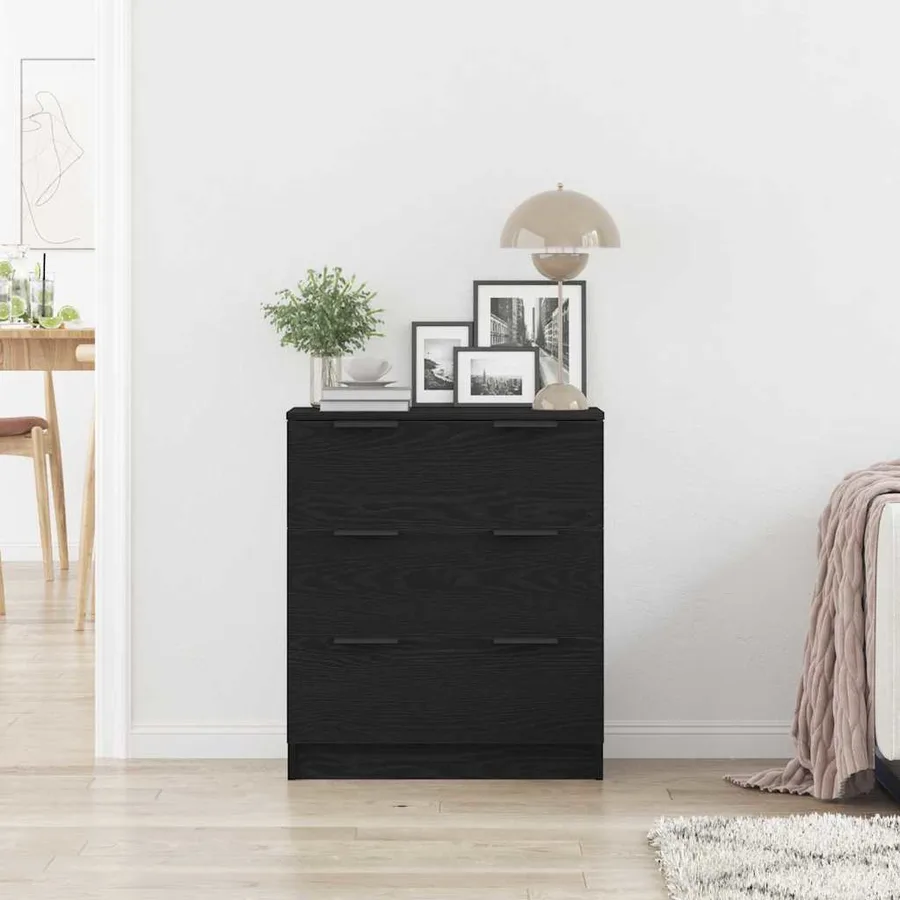 Buffet avec tiroir Chêne noir 60 x 30 x 70 cm Bois d'ingénierie - 4