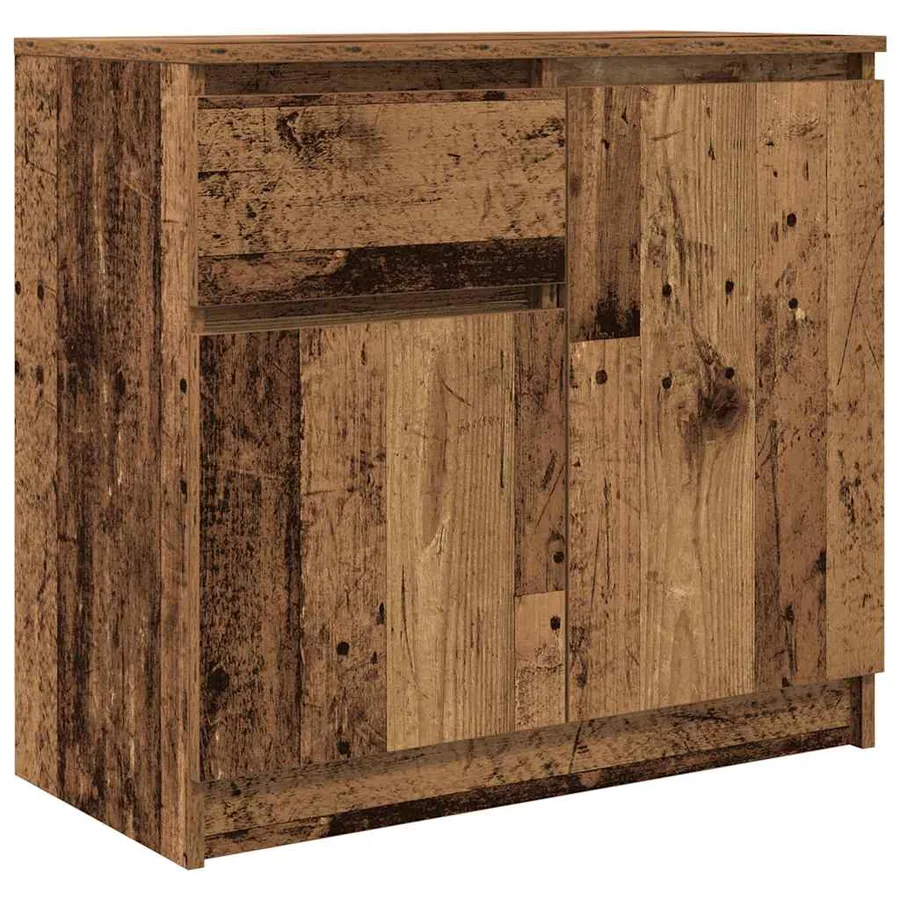 Buffet avec tiroir vieux bois 71x35x65 cm bois d'ingénierie - 2