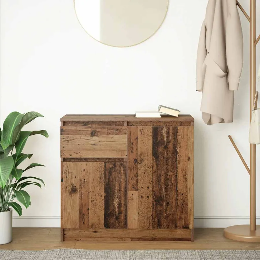 Buffet avec tiroir vieux bois 71x35x65 cm bois d'ingénierie - 3