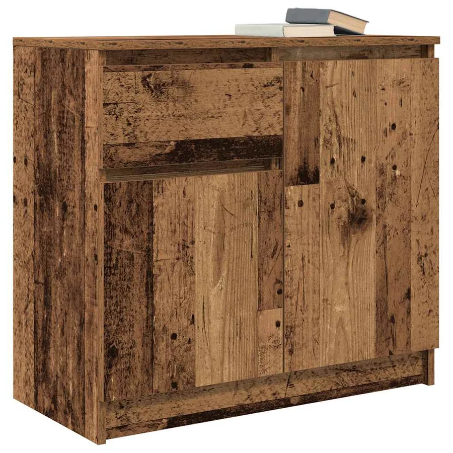 Buffet avec tiroir vieux bois 71x35x65 cm bois d'ingénierie - 4