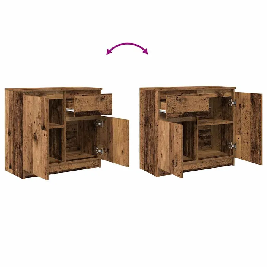 Buffet avec tiroir vieux bois 71x35x65 cm bois d'ingénierie - 9