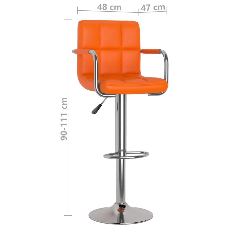 Tabourets de bar lot de 2 orange similicuir - 10