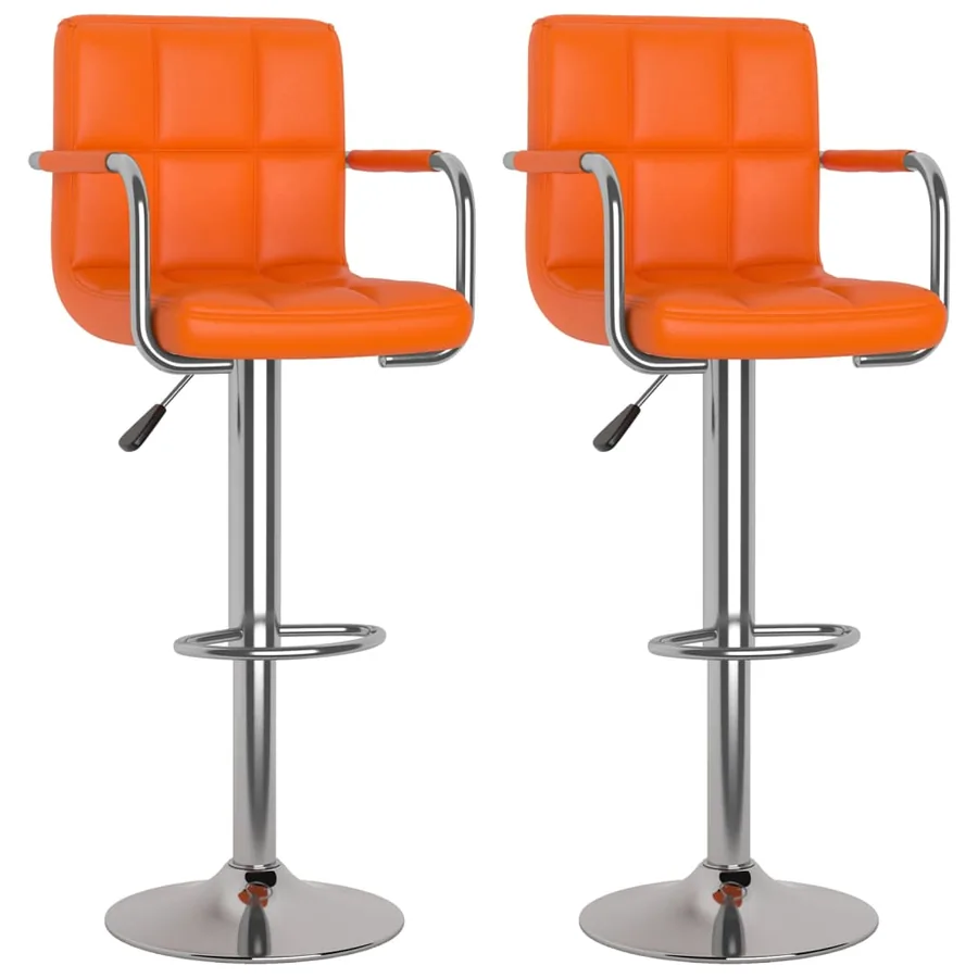 Tabourets de bar lot de 2 orange similicuir - 2