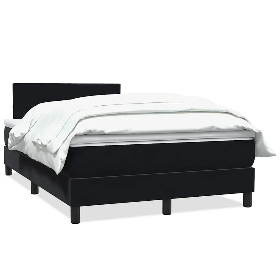 Sommier à lattes de lit avec matelas noir 120x220 cm velours - 2
