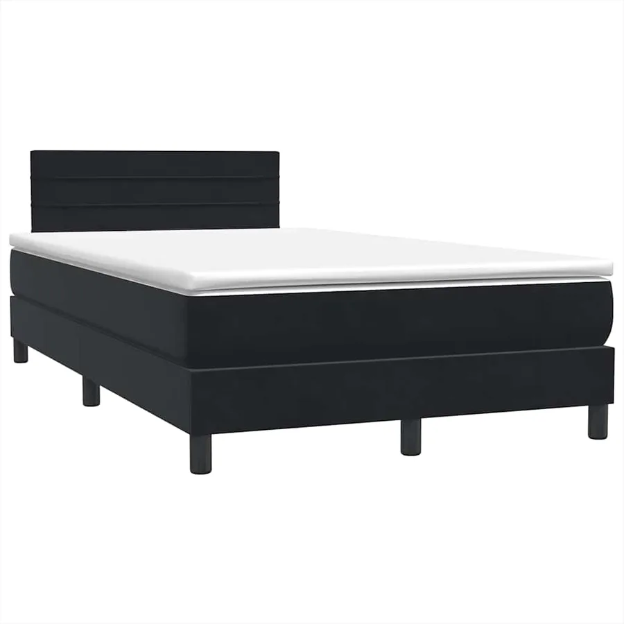 Sommier à lattes de lit avec matelas et LED noir 120x220 cm velours - 5