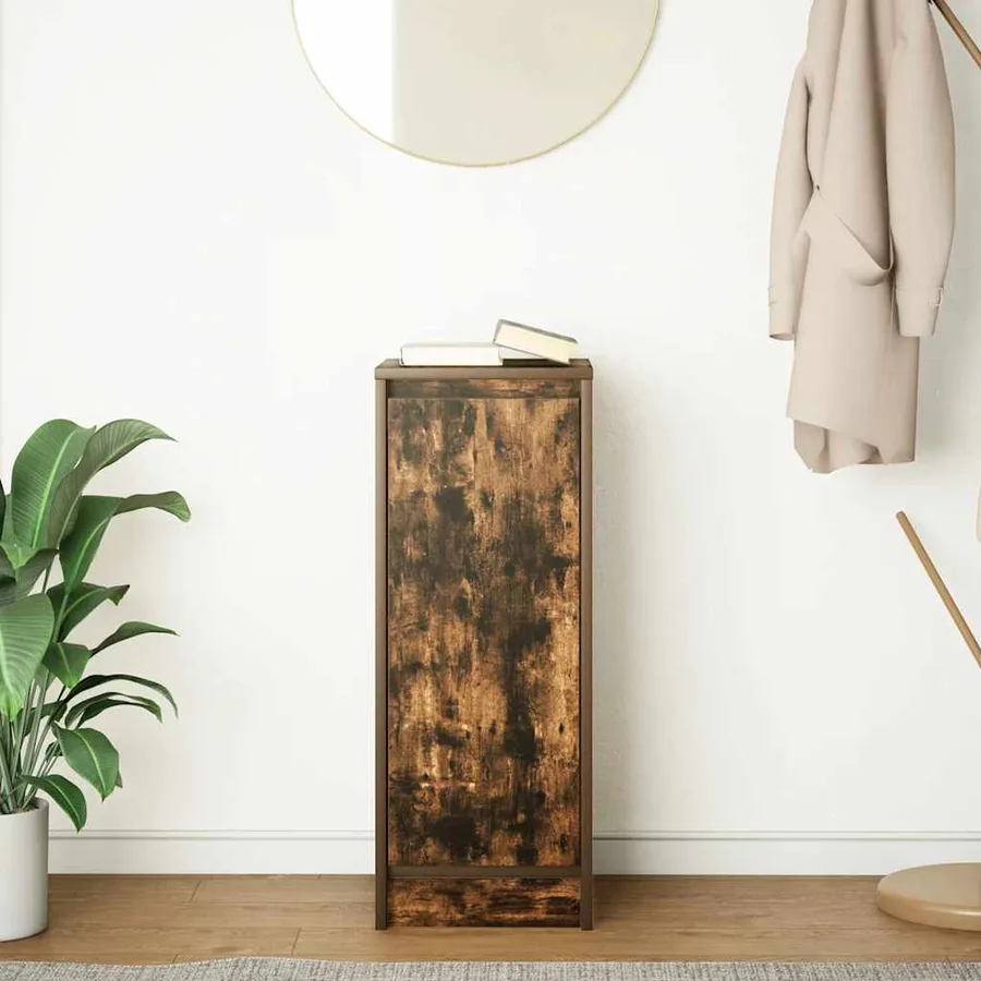 Buffet chêne fumé 29,5x34x76 cm bois d'ingénierie - 3
