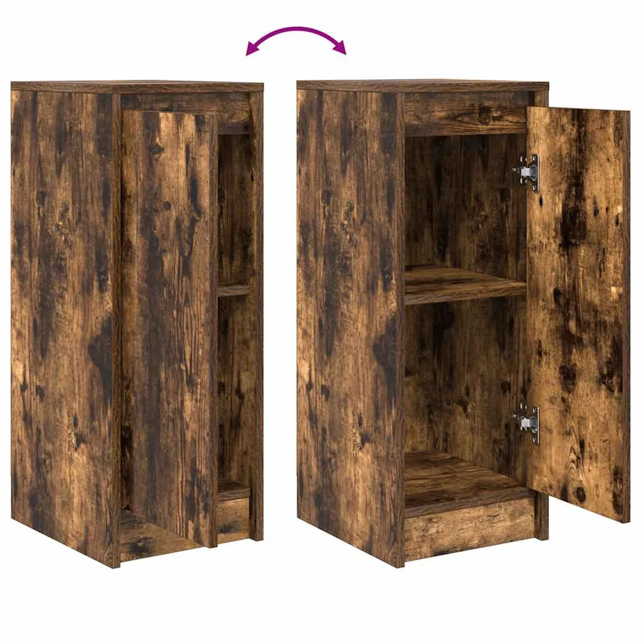 Buffet chêne fumé 29,5x34x76 cm bois d'ingénierie - 9