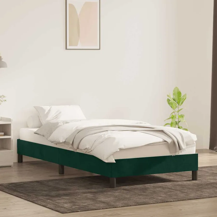 Cadre de lit sans matelas vert foncé 100x220 cm velours - 3