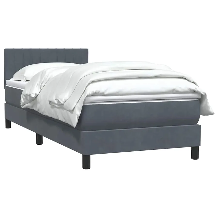 Sommier à lattes de lit et matelas gris foncé 100x220cm velours - 4