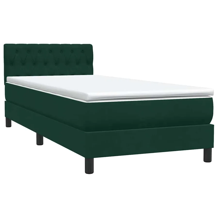 Sommier à lattes de lit et matelas et LED vert foncé 100x220cm velours - 5