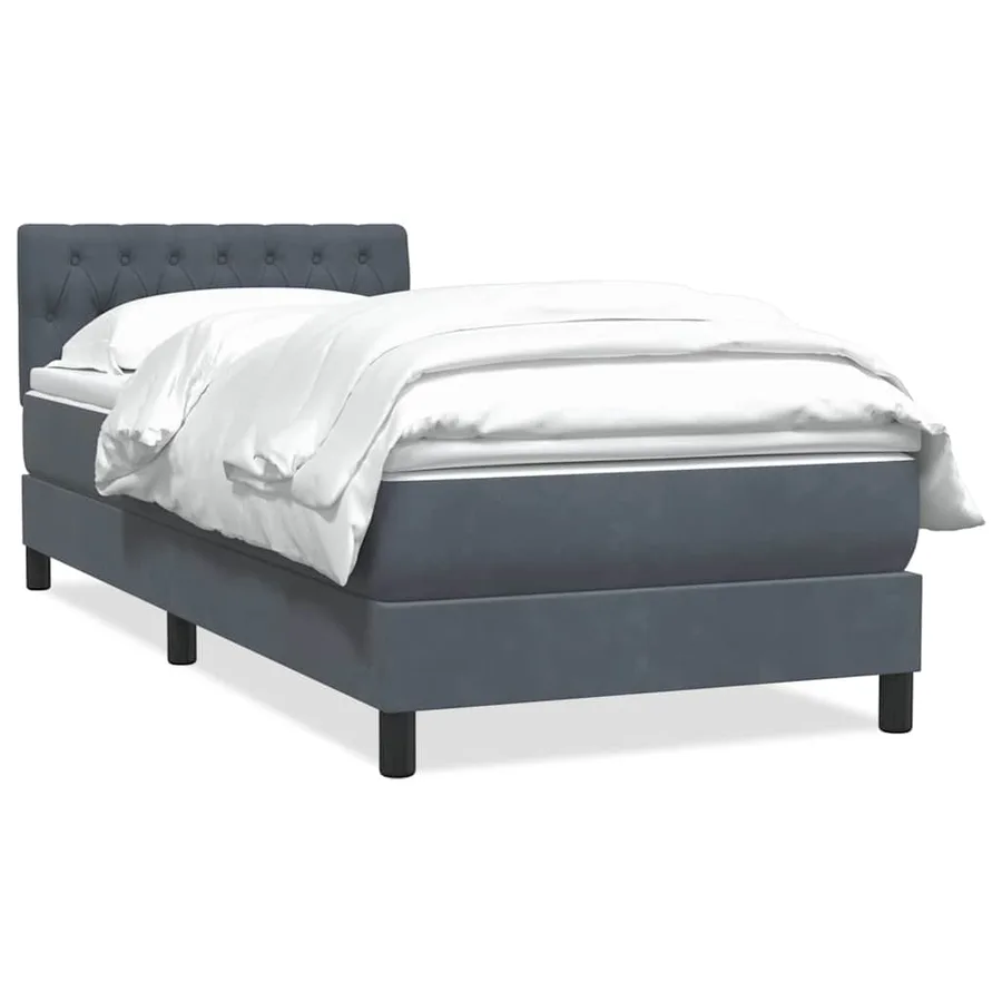 Sommier à lattes de lit et matelas gris foncé 100x220cm velours - 2