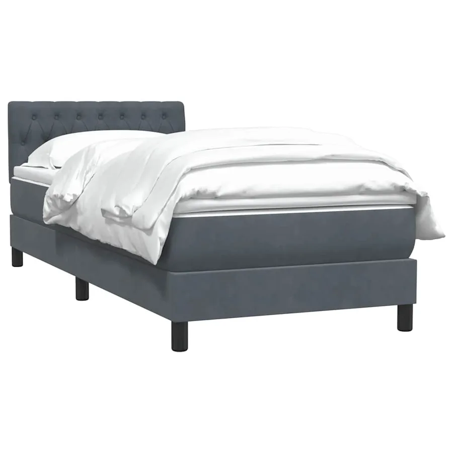 Sommier à lattes de lit et matelas gris foncé 100x220cm velours - 3