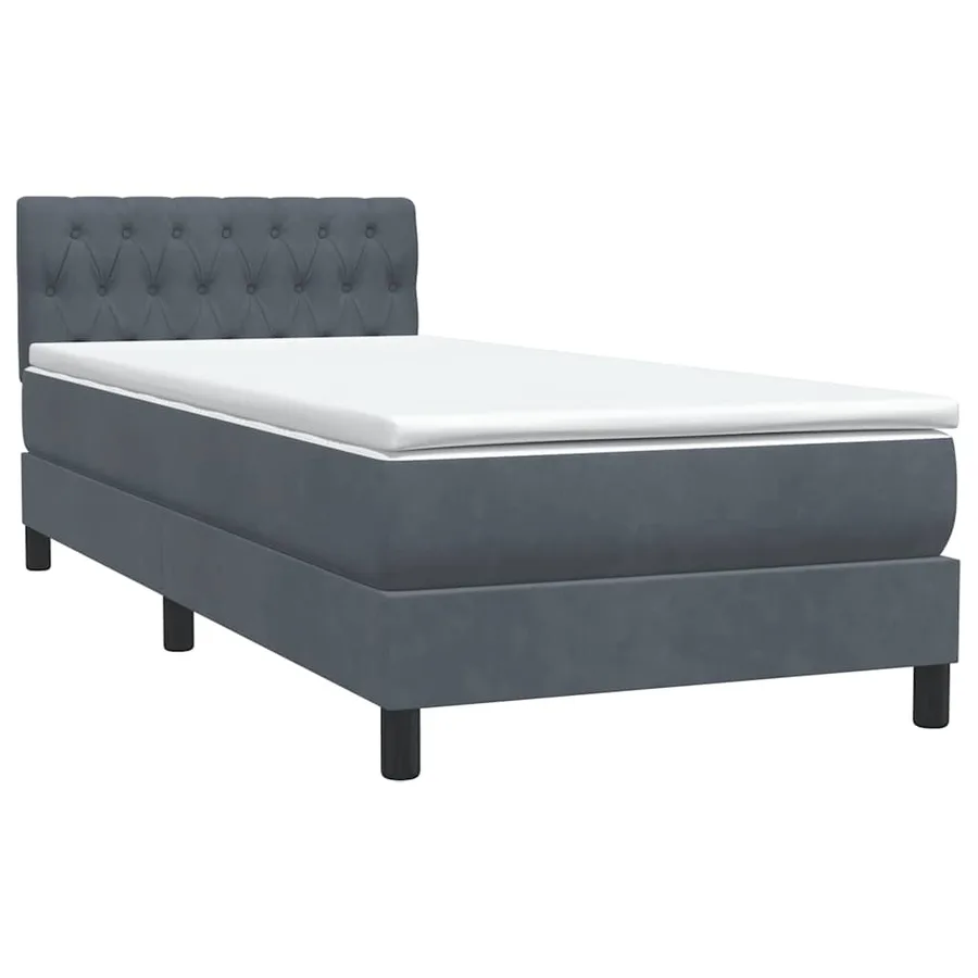 Sommier à lattes de lit et matelas gris foncé 100x220cm velours - 4