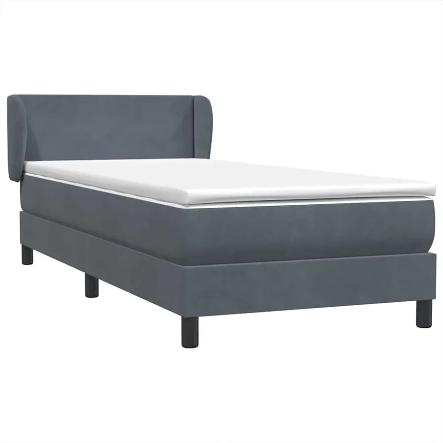 Sommier à lattes de lit et matelas gris foncé 100x220cm velours - 2