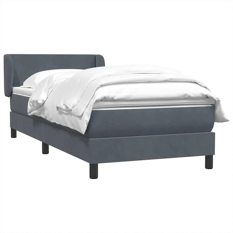 Sommier à lattes de lit et matelas gris foncé 100x220cm velours - 4