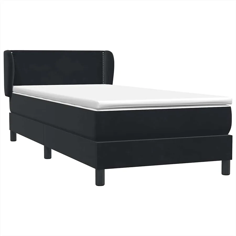 Sommier à lattes de lit avec matelas noir 100x220 cm velours - 4