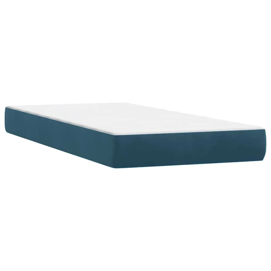 Sommier à lattes de lit et matelas et LED bleu foncé 100x220cm velours - 8