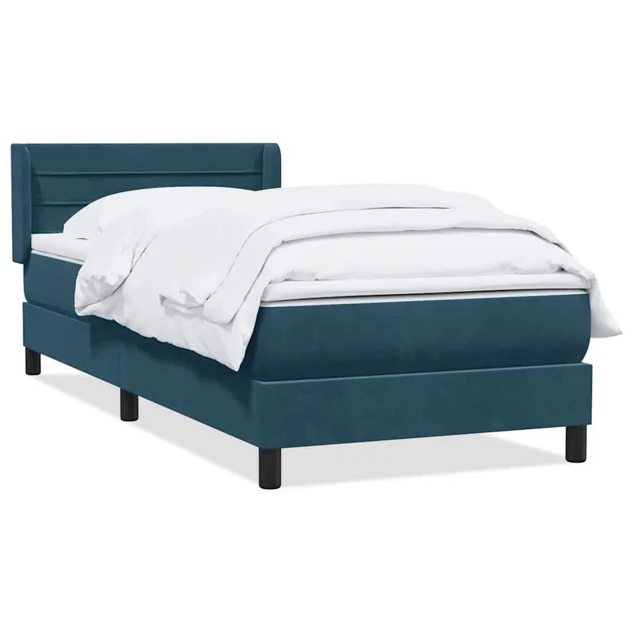 Sommier à lattes de lit et matelas bleu foncé 100x220cm velours - 2