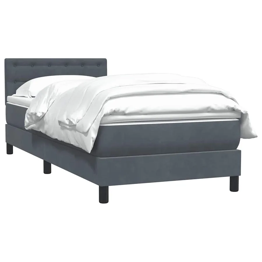Sommier à lattes de lit et matelas gris foncé 100x220cm velours - 3