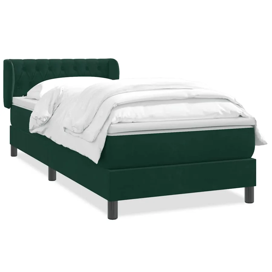 Sommier à lattes de lit et matelas vert foncé 100x220cm velours - 2