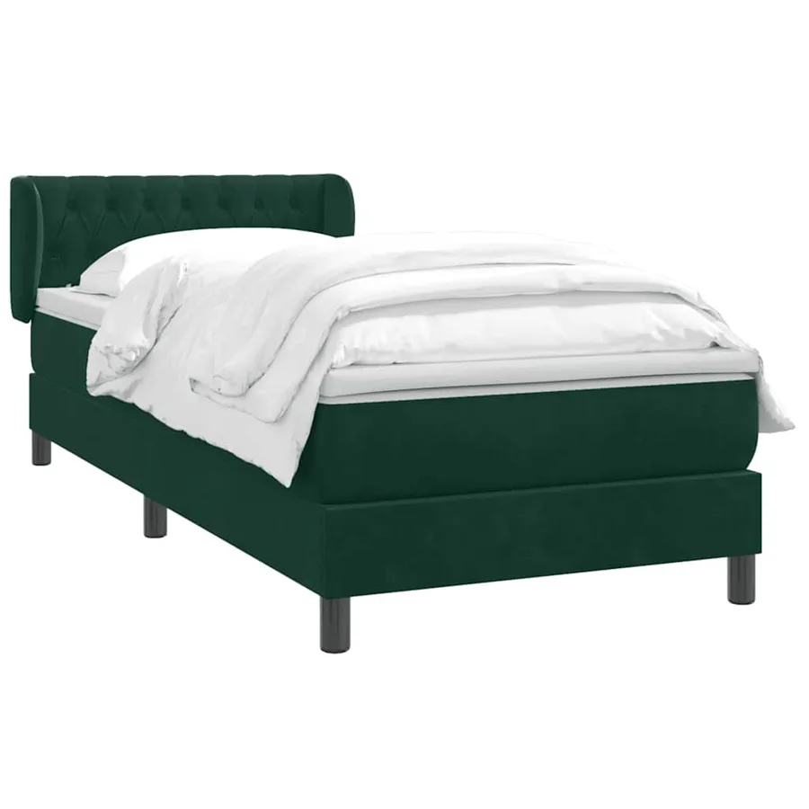 Sommier à lattes de lit et matelas vert foncé 100x220cm velours - 3