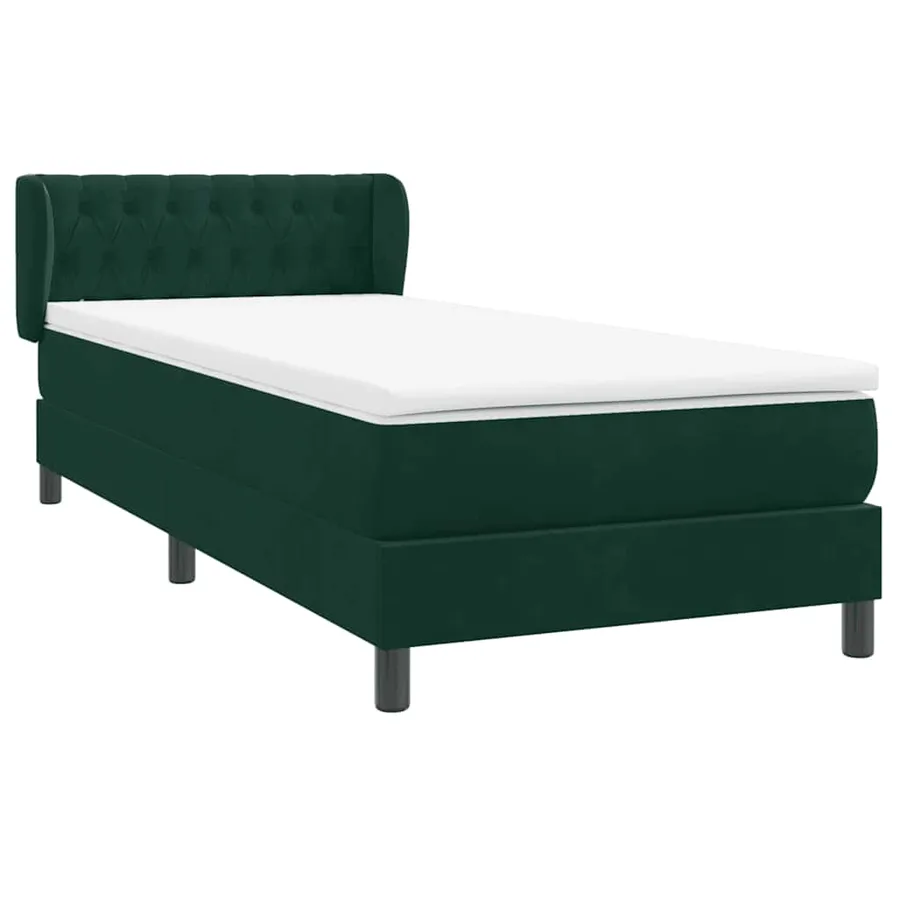 Sommier à lattes de lit et matelas vert foncé 100x220cm velours - 4