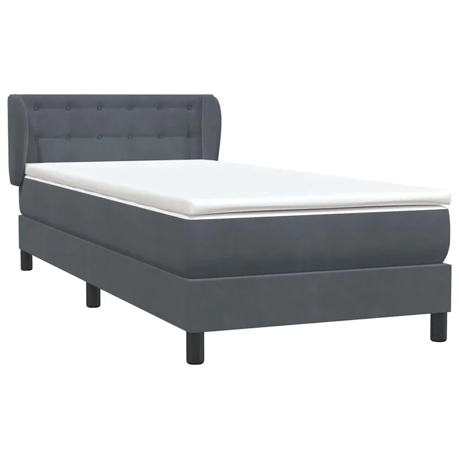 Sommier à lattes de lit et matelas gris foncé 100x220cm velours - 4