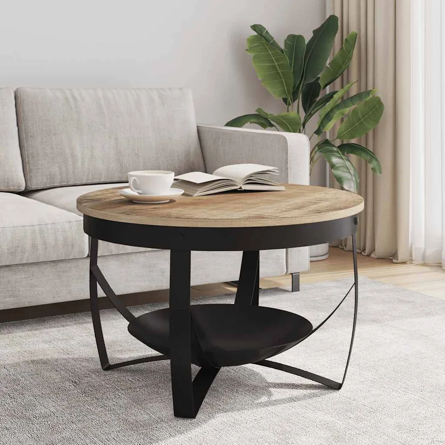 Table basse Ø68x43 cm Bois de manguier brut - 2